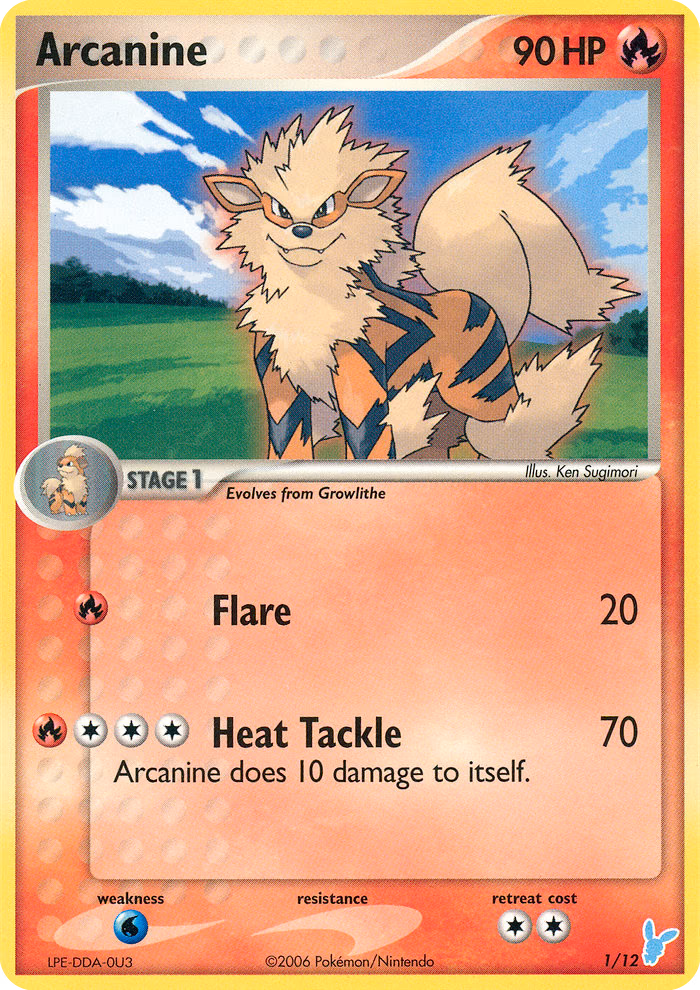 Arcanine Pokemon card (1/12, EX Trainer Kit 2 Minun)