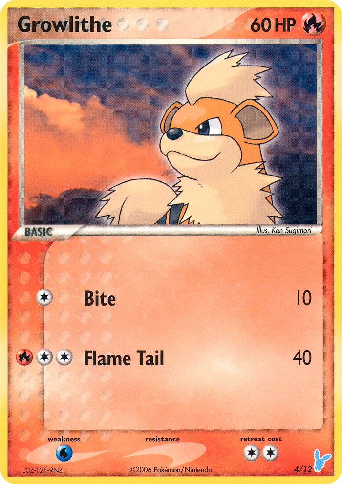 Growlithe Pokemon card (4/12, EX Trainer Kit 2 Minun)