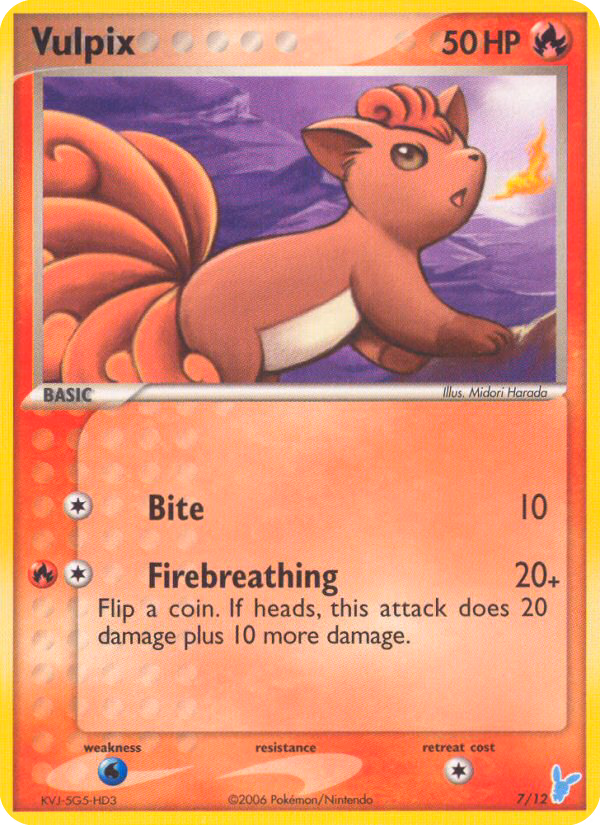 Vulpix Pokemon card (7/12, EX Trainer Kit 2 Minun)