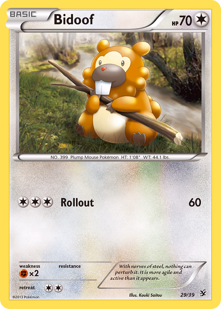 Bidoof Pokemon card (29/39, Kalos Starter Set)