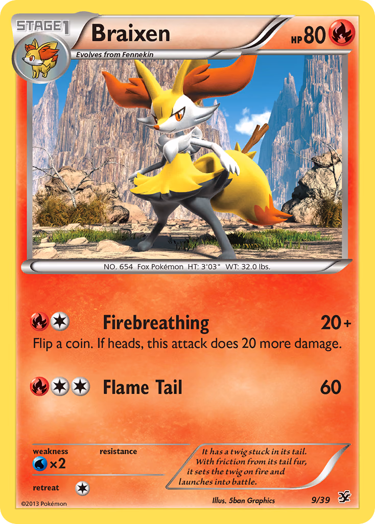 Braixen Pokemon card (9/39, Kalos Starter Set)