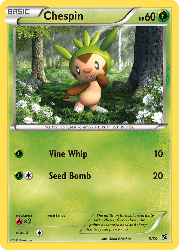 Chespin Pokemon card (3/39, Kalos Starter Set)