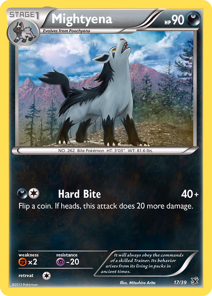 Mightyena Pokemon card (17/39, Kalos Starter Set)
