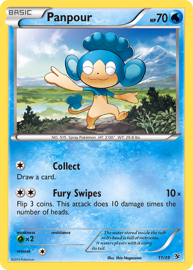 Panpour Pokemon card (11/39, Kalos Starter Set)