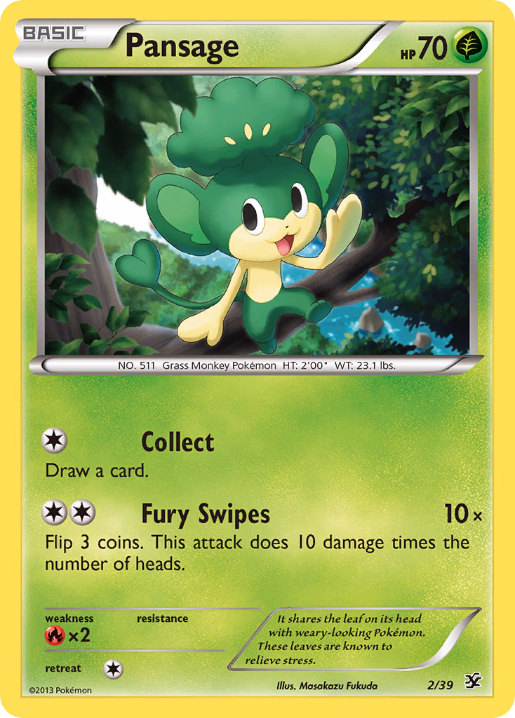 Pansage Pokemon card (2/39, Kalos Starter Set)