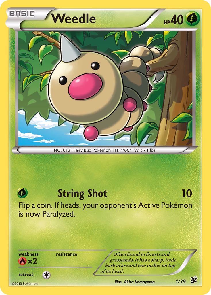 Weedle Pokemon card (1/39, Kalos Starter Set)