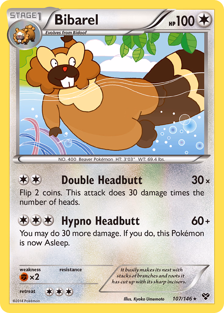Bibarel Pokemon card (107/146, XY)