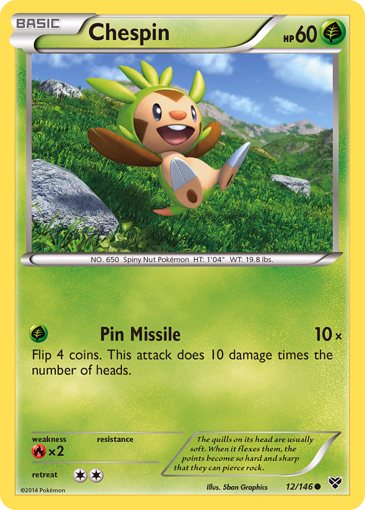 Chespin Pokemon card (12/146, XY)