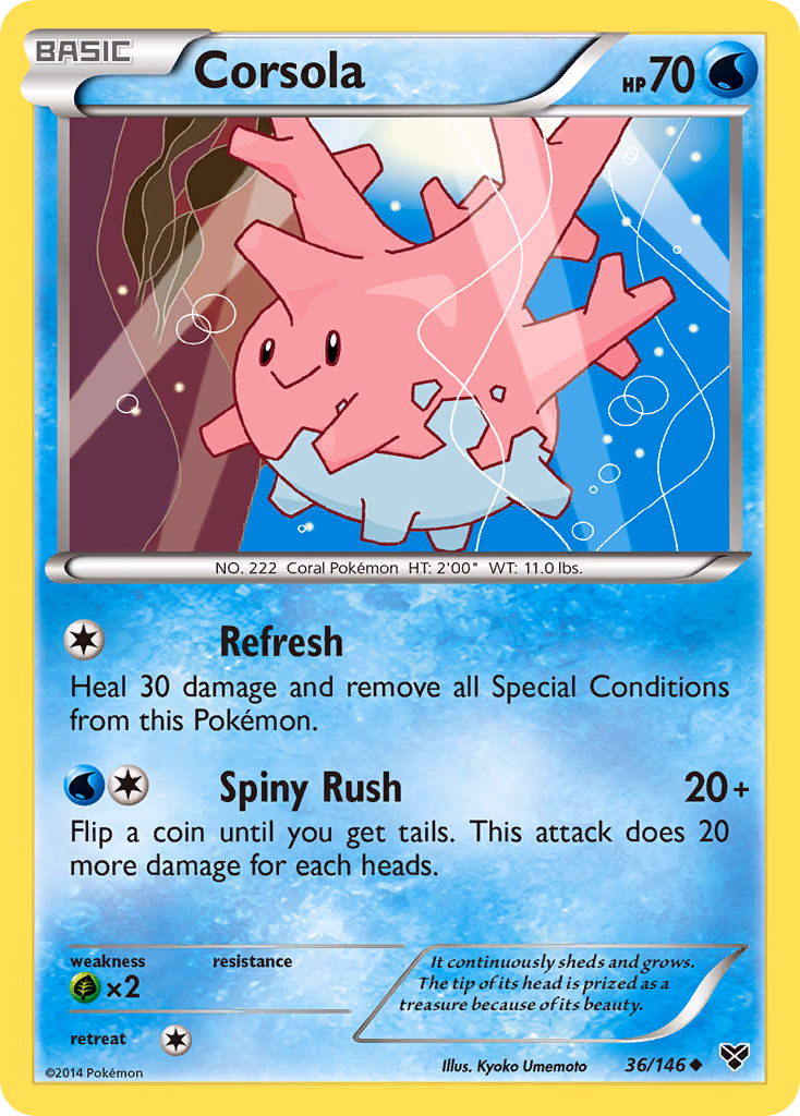 Corsola Pokemon card (36/146, XY)