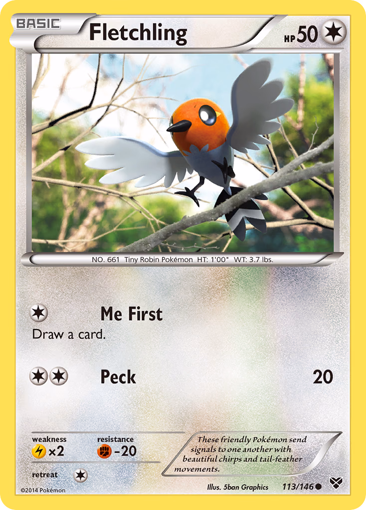 Fletchling Pokemon card (113/146, XY)