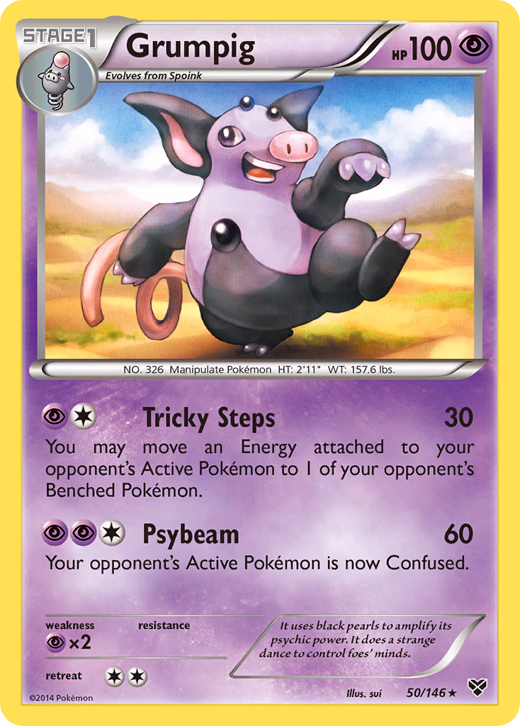 Grumpig Pokemon card (50/146, XY)