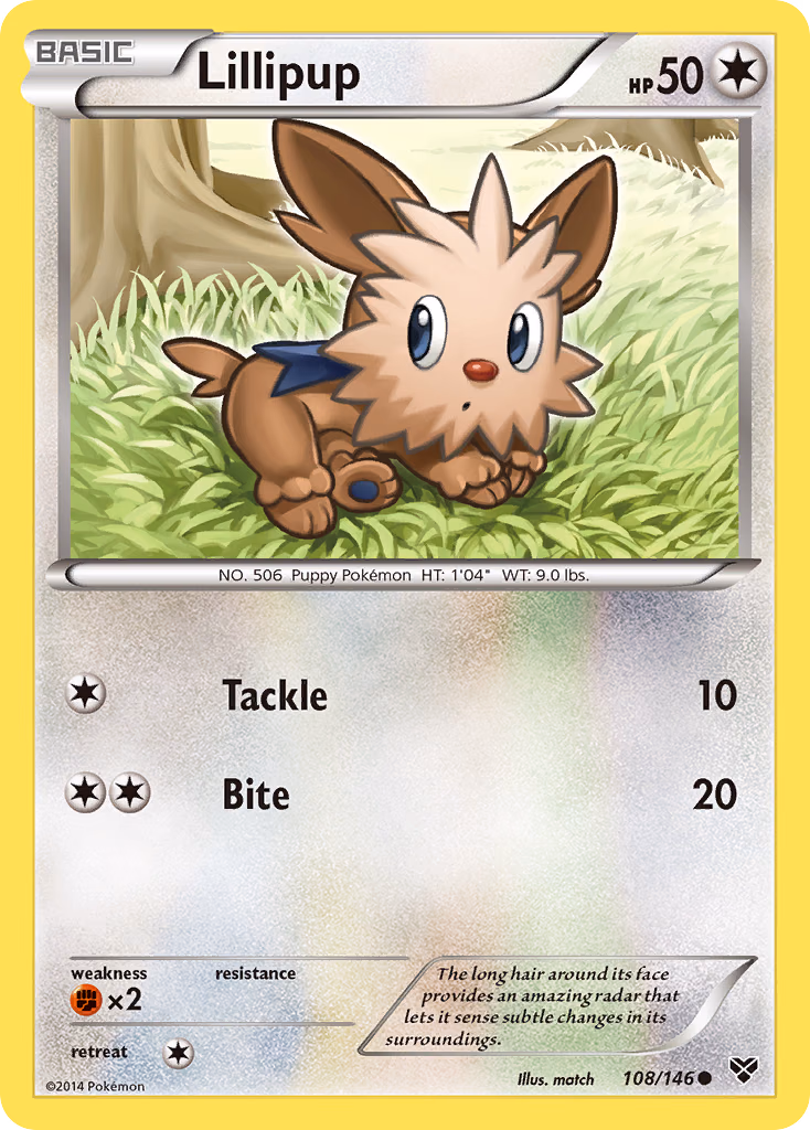 Lillipup Pokemon card (108/146, XY)