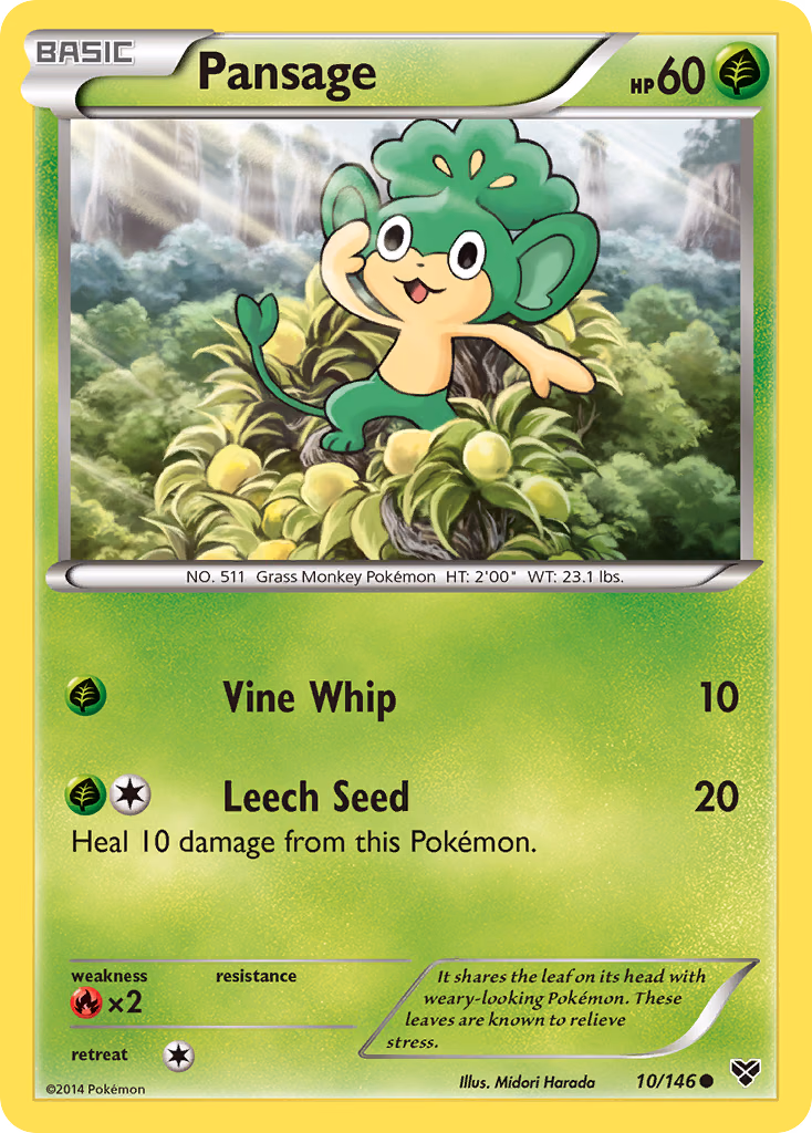 Pansage Pokemon card (10/146, XY)