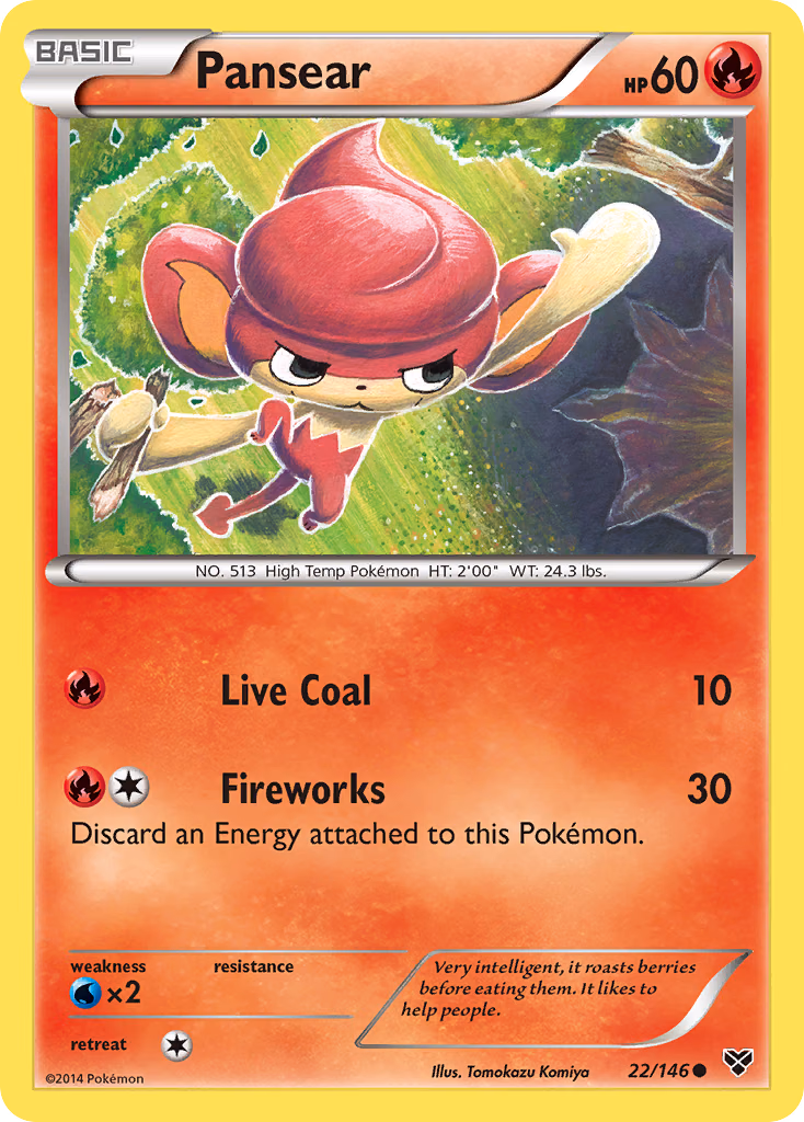 Pansear Pokemon card (22/146, XY)