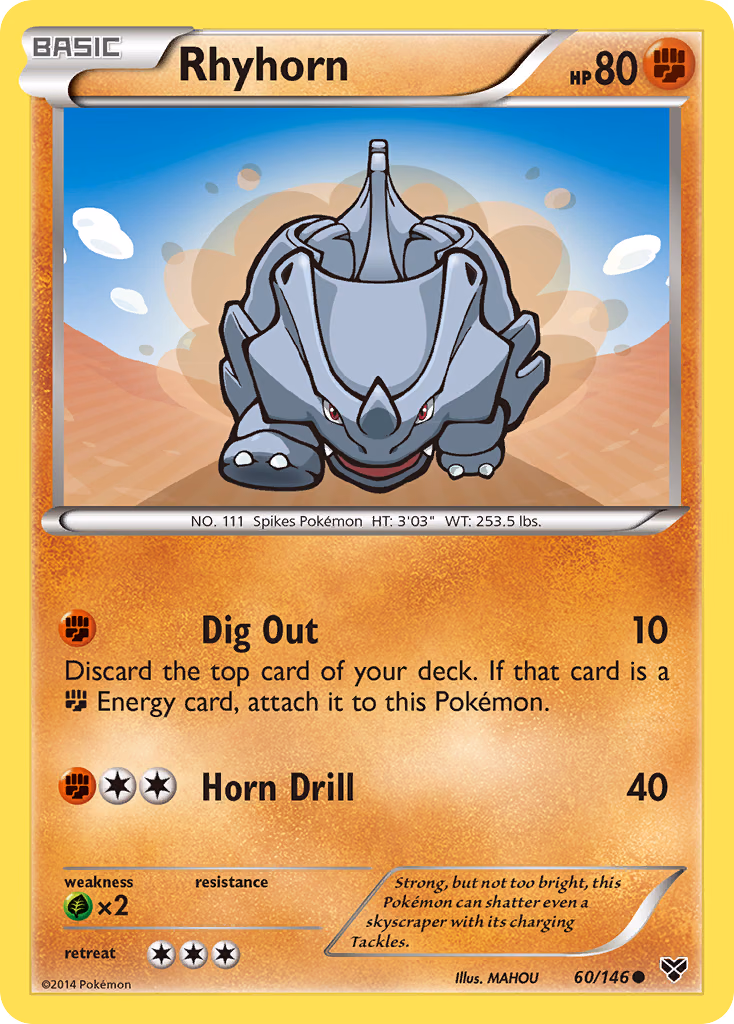 Rhyhorn Pokemon card (60/146, XY)