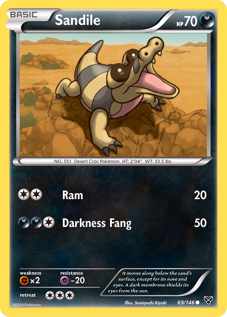 Sandile Pokemon card (69/146, XY)