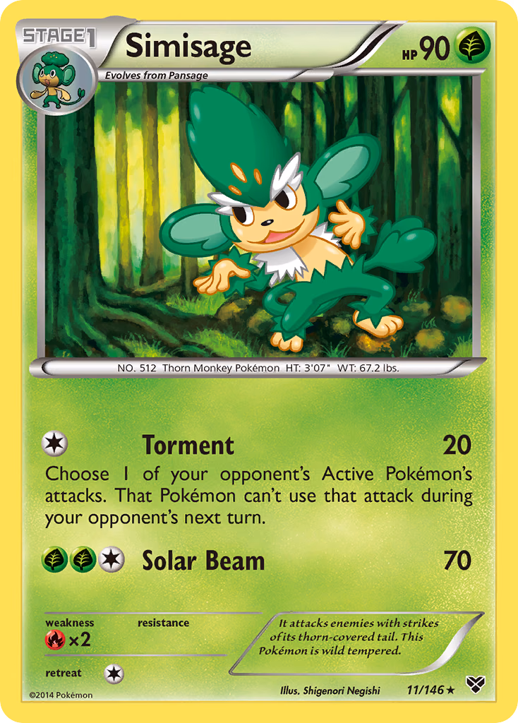 Simisage Pokemon card (11/146, XY)