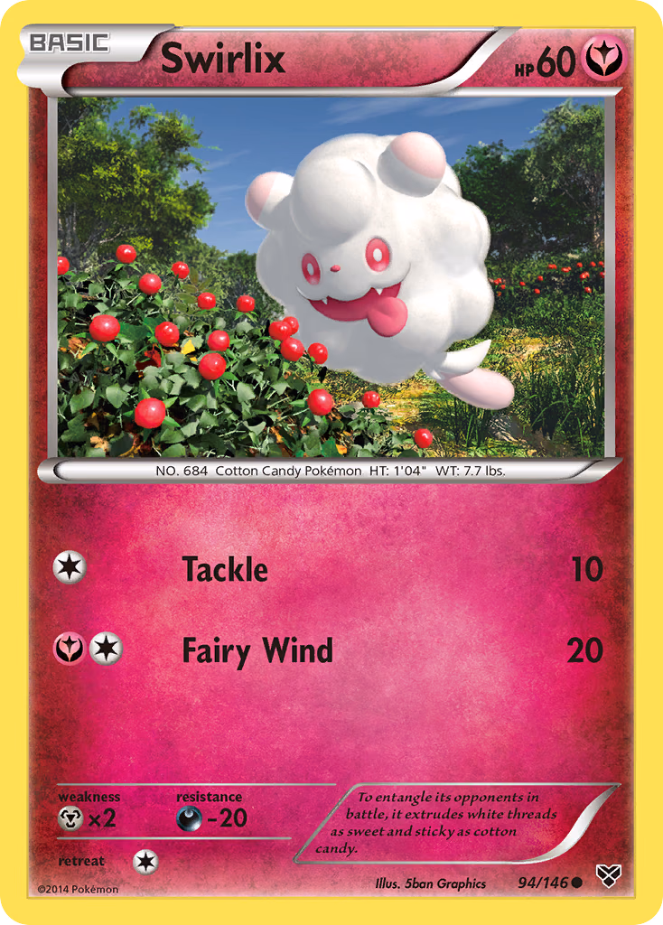 Swirlix Pokemon card (94/146, XY)