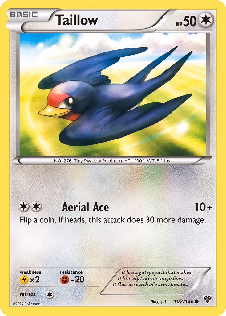 Taillow Pokemon card (102/146, XY)
