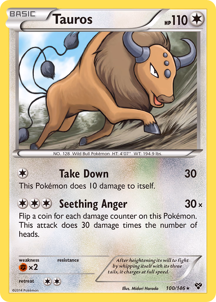 Tauros Pokemon card (100/146, XY)