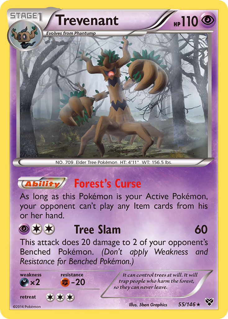 Trevenant Pokemon card (55/146, XY)