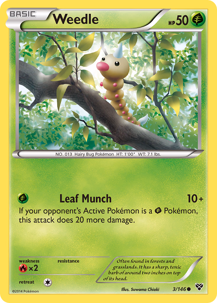 Weedle Pokemon card (3/146, XY)