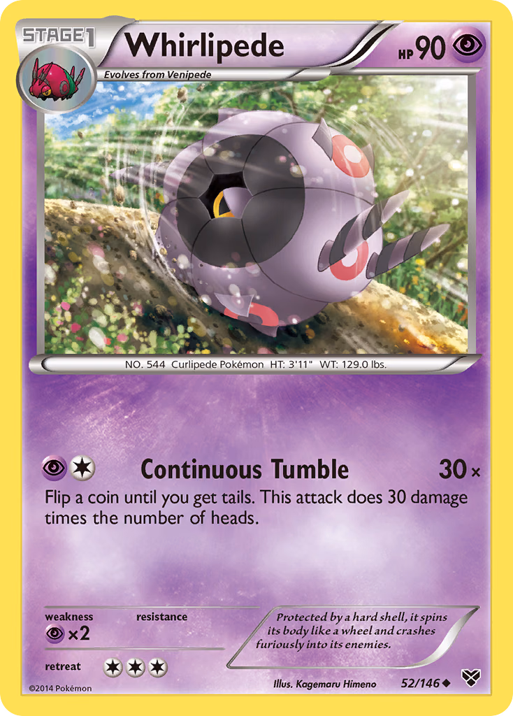Whirlipede Pokemon card (52/146, XY)