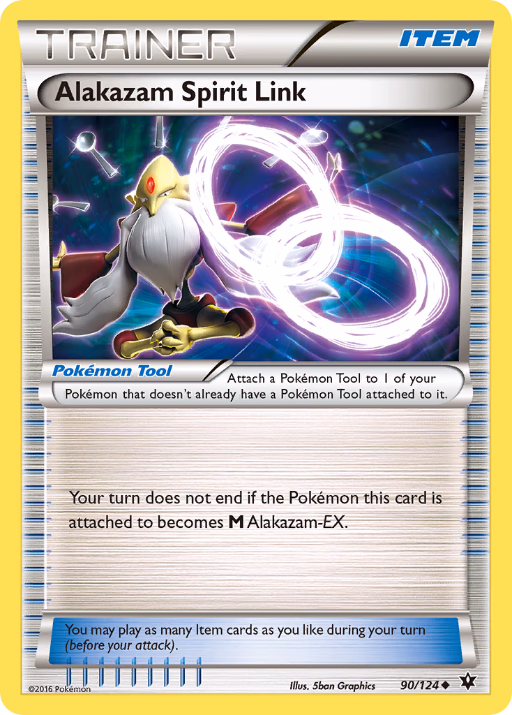 Alakazam Spirit Link Pokemon card (90/124, Fates Collide)