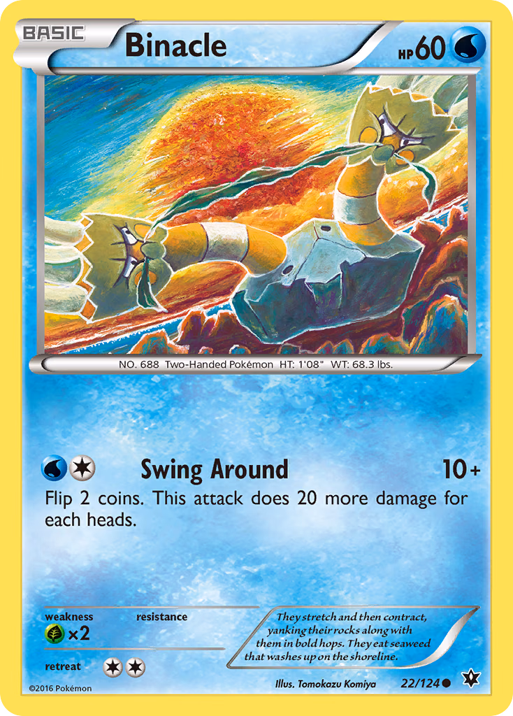 Binacle Pokemon card (22/124, Fates Collide)