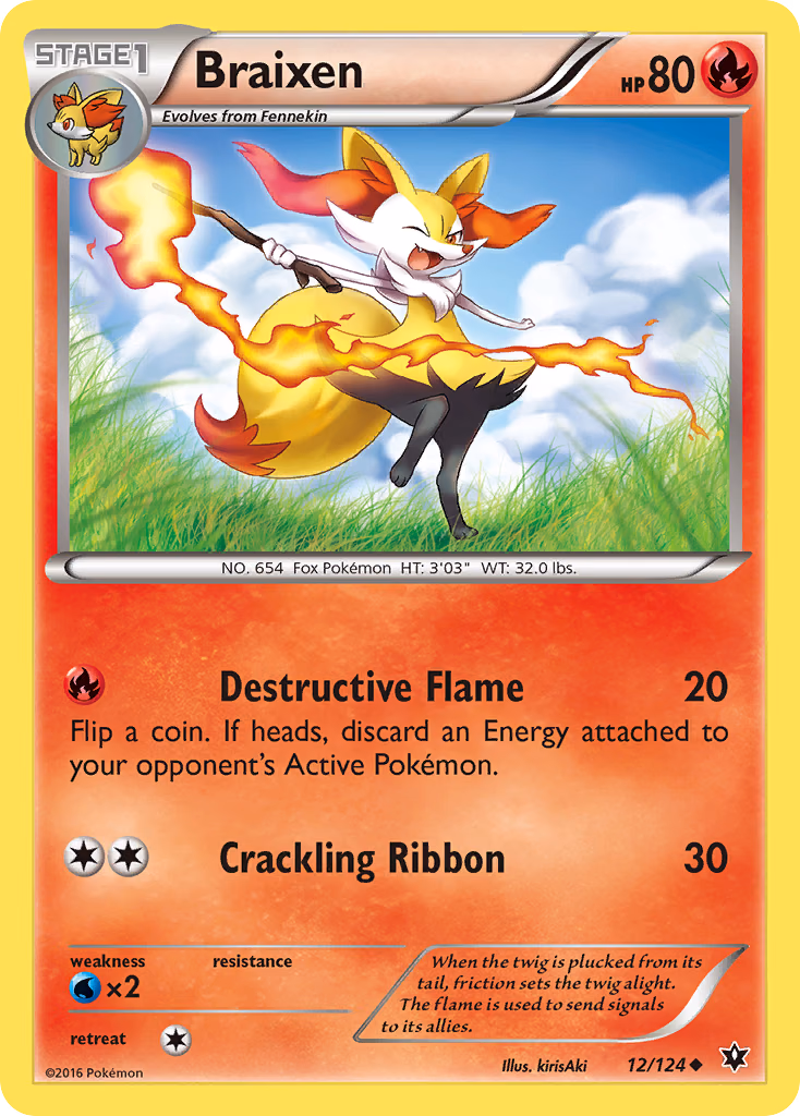 Braixen Pokemon card (12/124, Fates Collide)