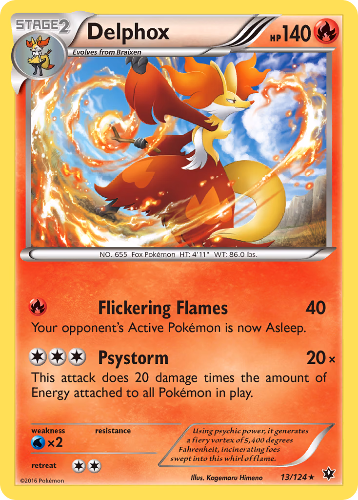 Delphox Pokemon card (13/124, Fates Collide)