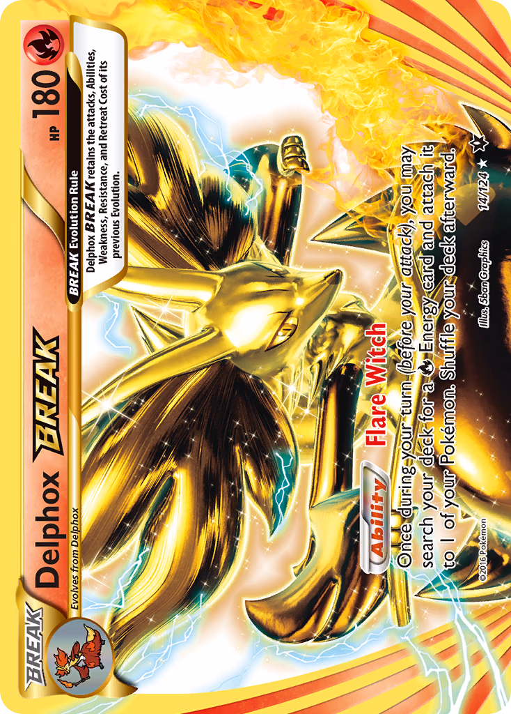 Delphox BREAK Pokemon card (14/124, Fates Collide)