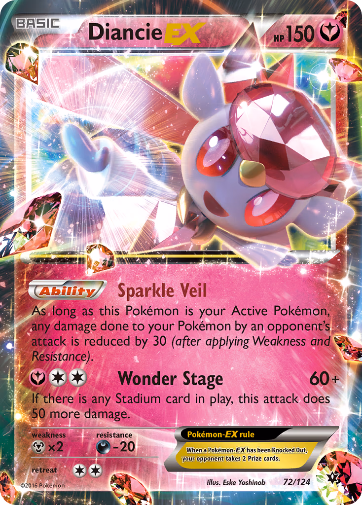 Diancie-EX Pokemon card (72/124, Fates Collide)