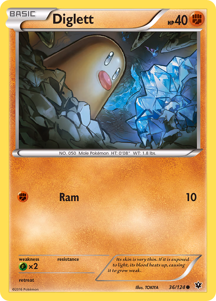 Diglett Pokemon card (36/124, Fates Collide)
