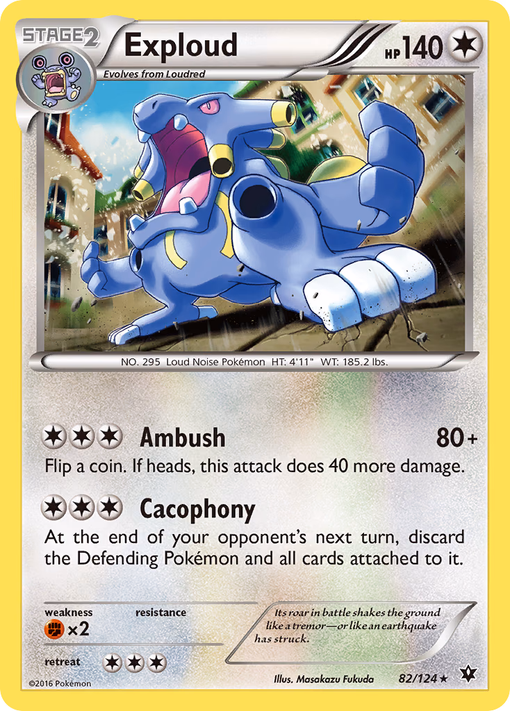 Exploud Pokemon card (82/124, Fates Collide)
