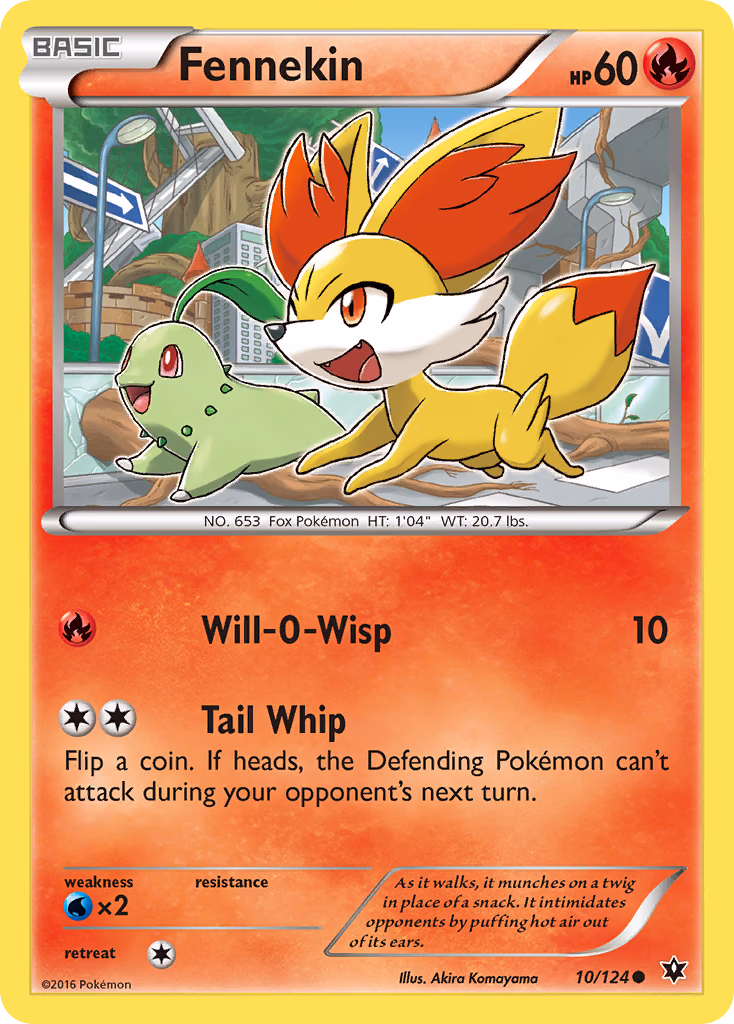 Fennekin Pokemon card (10/124, Fates Collide)