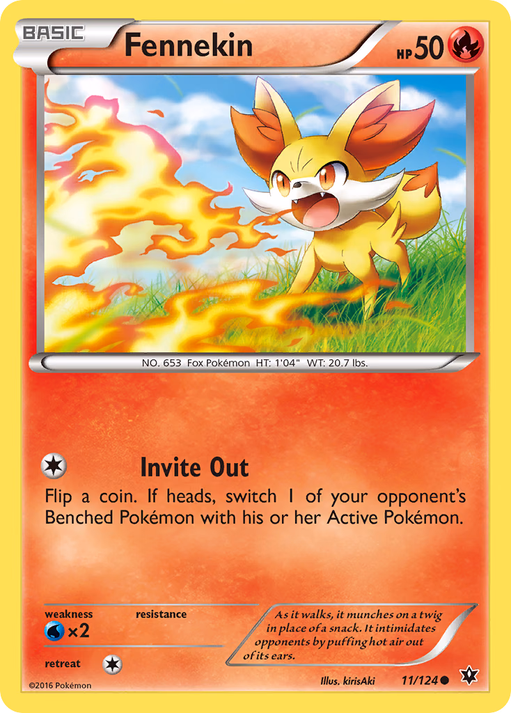 Fennekin Pokemon card (11/124, Fates Collide)