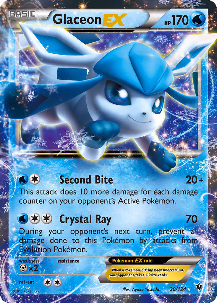 Glaceon-EX Pokemon card (20/124, Fates Collide)