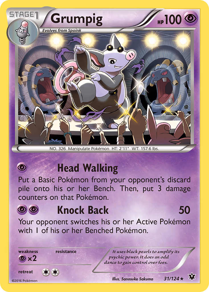 Grumpig Pokemon card (31/124, Fates Collide)