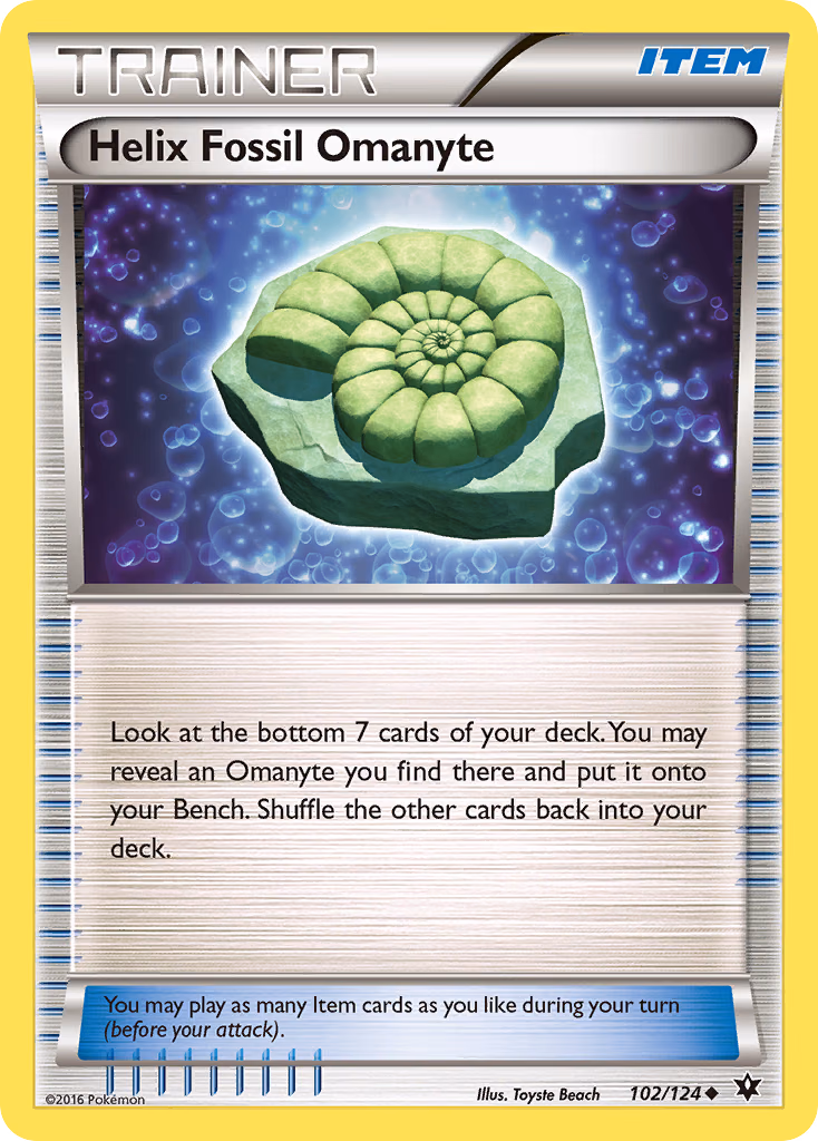 Helix Fossil Omanyte Pokemon card (102/124, Fates Collide)