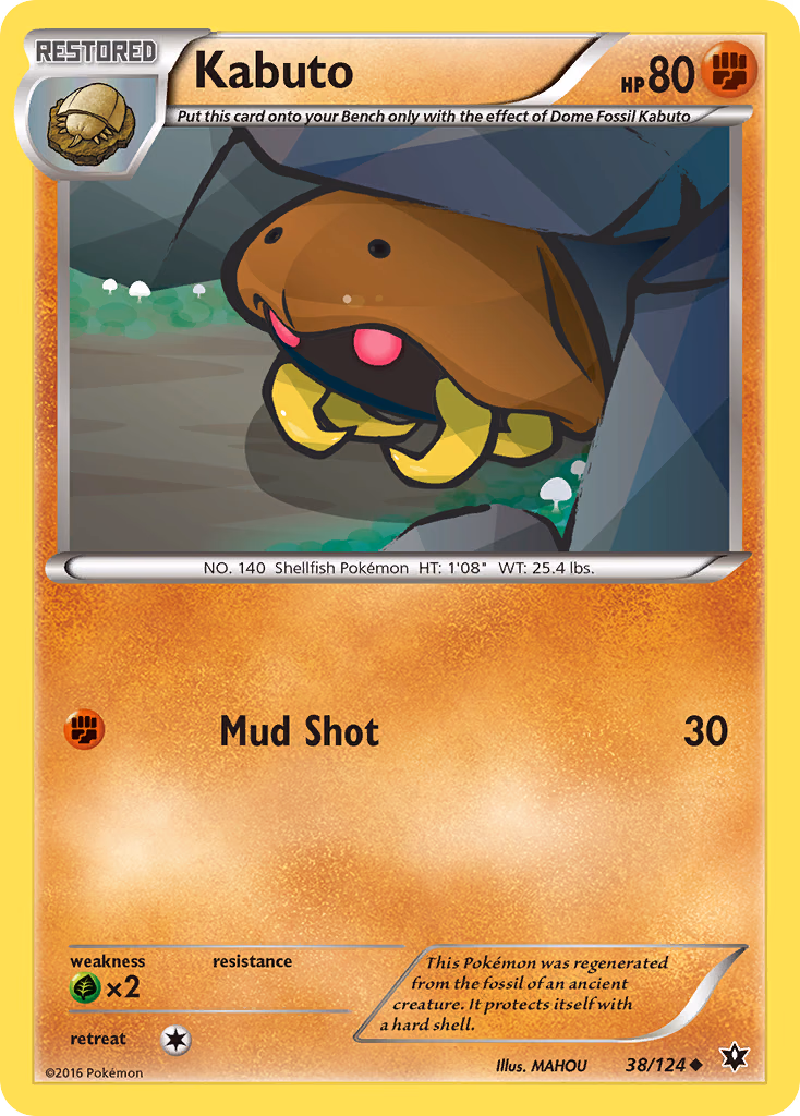Kabuto Pokemon card (38/124, Fates Collide)