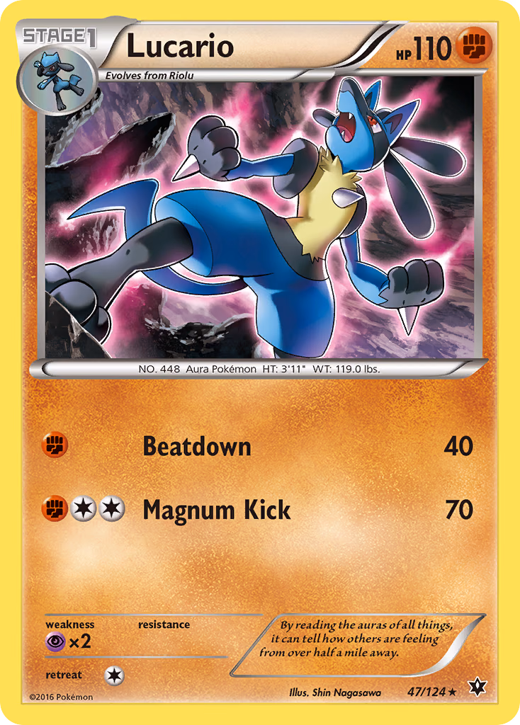 Lucario Pokemon card (47/124, Fates Collide)