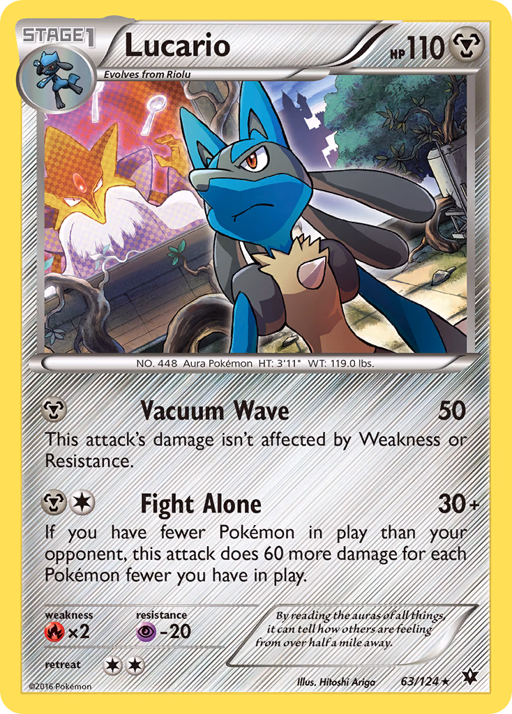 Lucario Pokemon card (63/124, Fates Collide)