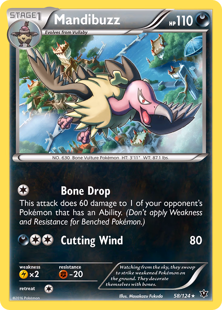 Mandibuzz Pokemon card (58/124, Fates Collide)