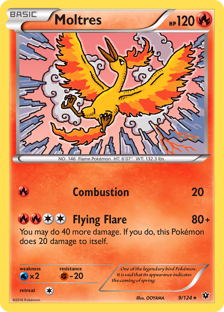 Moltres Pokemon card (9/124, Fates Collide)