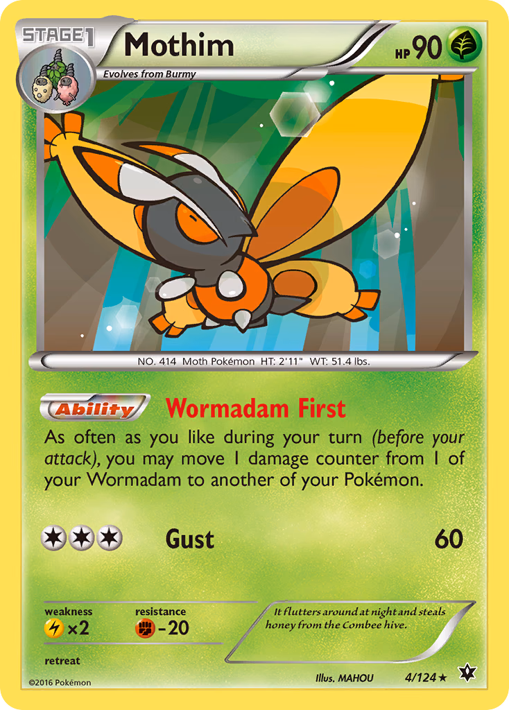 Mothim Pokemon card (4/124, Fates Collide)