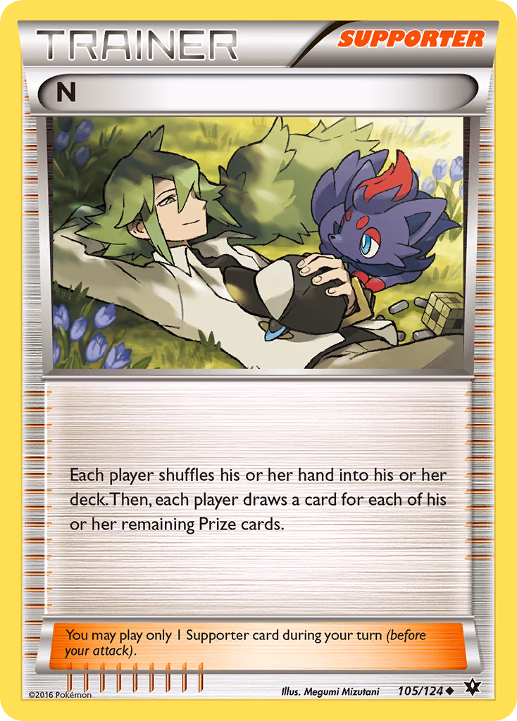 N Pokemon card (105/124, Fates Collide)