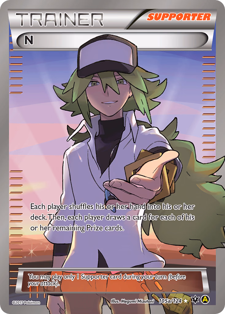 N Pokemon card (105a/124, Fates Collide)