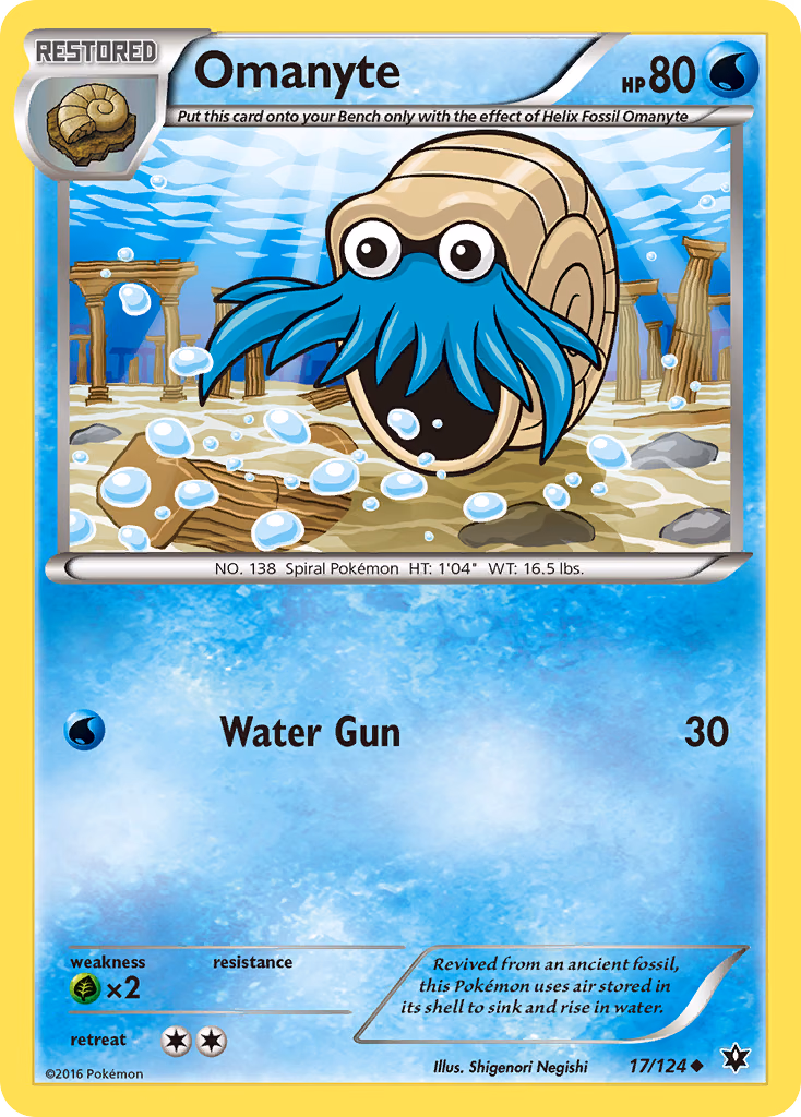 Omanyte Pokemon card (17/124, Fates Collide)