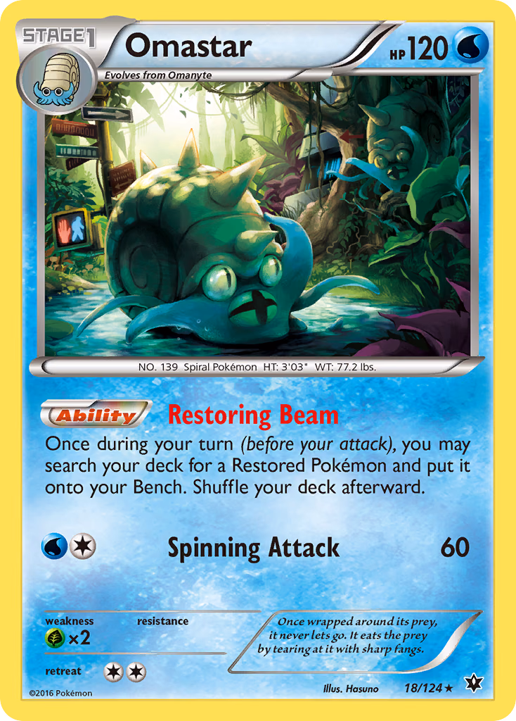 Omastar Pokemon card (18/124, Fates Collide)